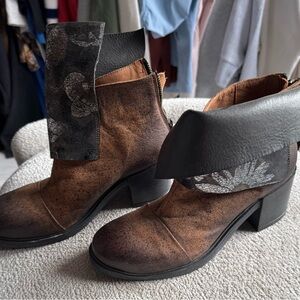 Brown and Black Women's Ankle Boots